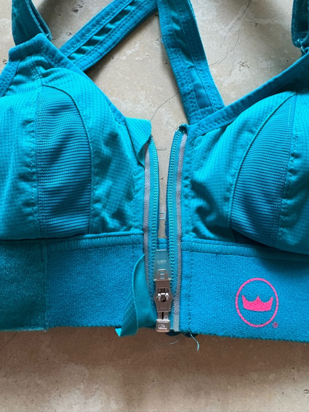 SHEFIT Teal Front-Zip High-Impact Sports Bra - Picture 3 of 5